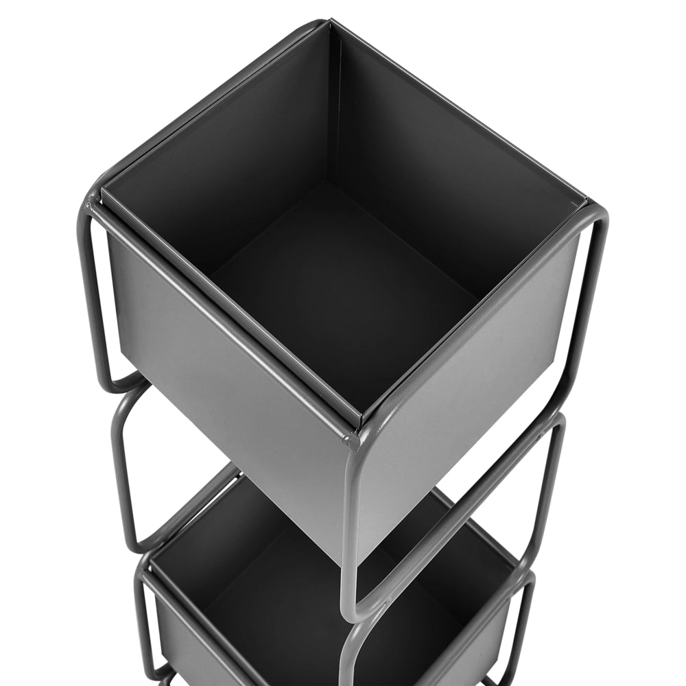 Portapiante a 2 livelli per fioriere rotonde 20 x 20 x 75 cm in metallo nero per interni ed esterni
