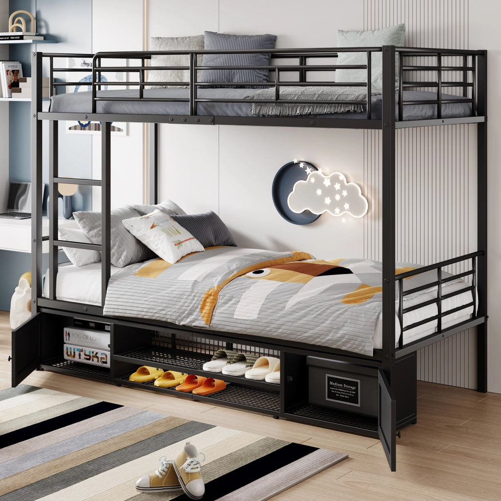 letto a castello metallo nero 90 x 200 cm