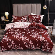 Set di coperte e cuscini, 220 x 240 cm, king size, fiori, rosa, rosso, bianco, set di coperte e cuscini reversibili, microfibra, 1 coperta e 2 cuscini di 80 x 80 cm, con chiusura a zip