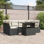 Set Divano da Giardino con archiviazione 7 pcs Nero polyrattan