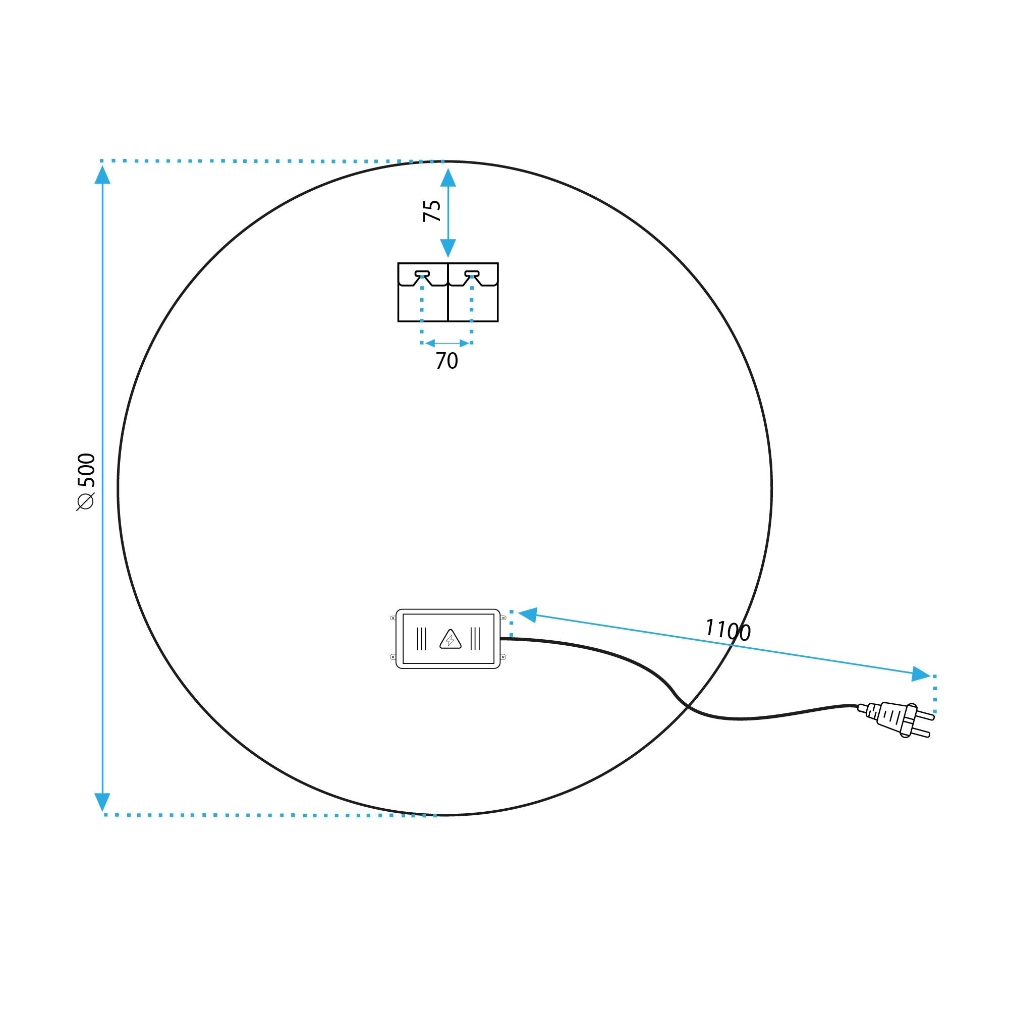 Specchio Led 50cm Mmj Black