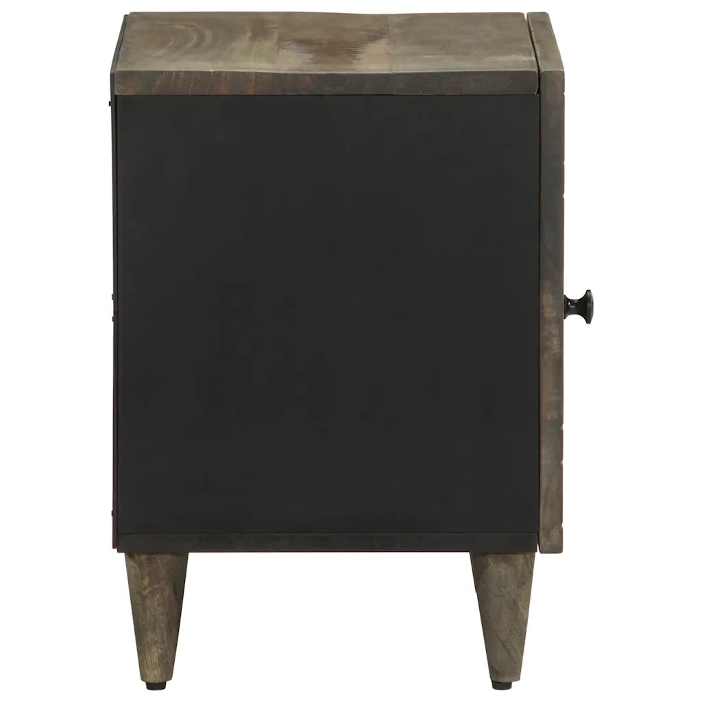 Comodini 2pz-Set di 2 Tavolino da notte Grigio Chiaro 40x33x46 cm in Legno Massello Mango 312329
