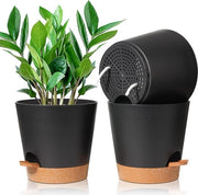 Set di vasi da fiore da 3 pezzi a forma rotonda Ø8cm in plastica - Decorazione interna ed esterna per casa e ufficio - Sistema di irrigazione