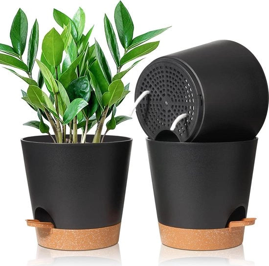 Set di vasi da fiore da 3 pezzi a forma rotonda Ø8cm in plastica - Decorazione interna ed esterna per casa e ufficio - Sistema di irrigazione