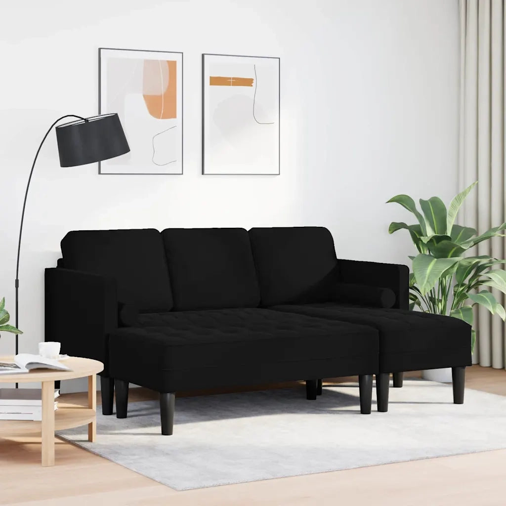Set di divani con cuscino 2 pcs Nero Poliestere 3329270