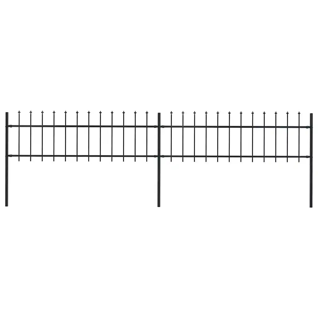 Recinzione da Giardino con Punta a Lancia in Acciaio 337x60 cm Nero 277594