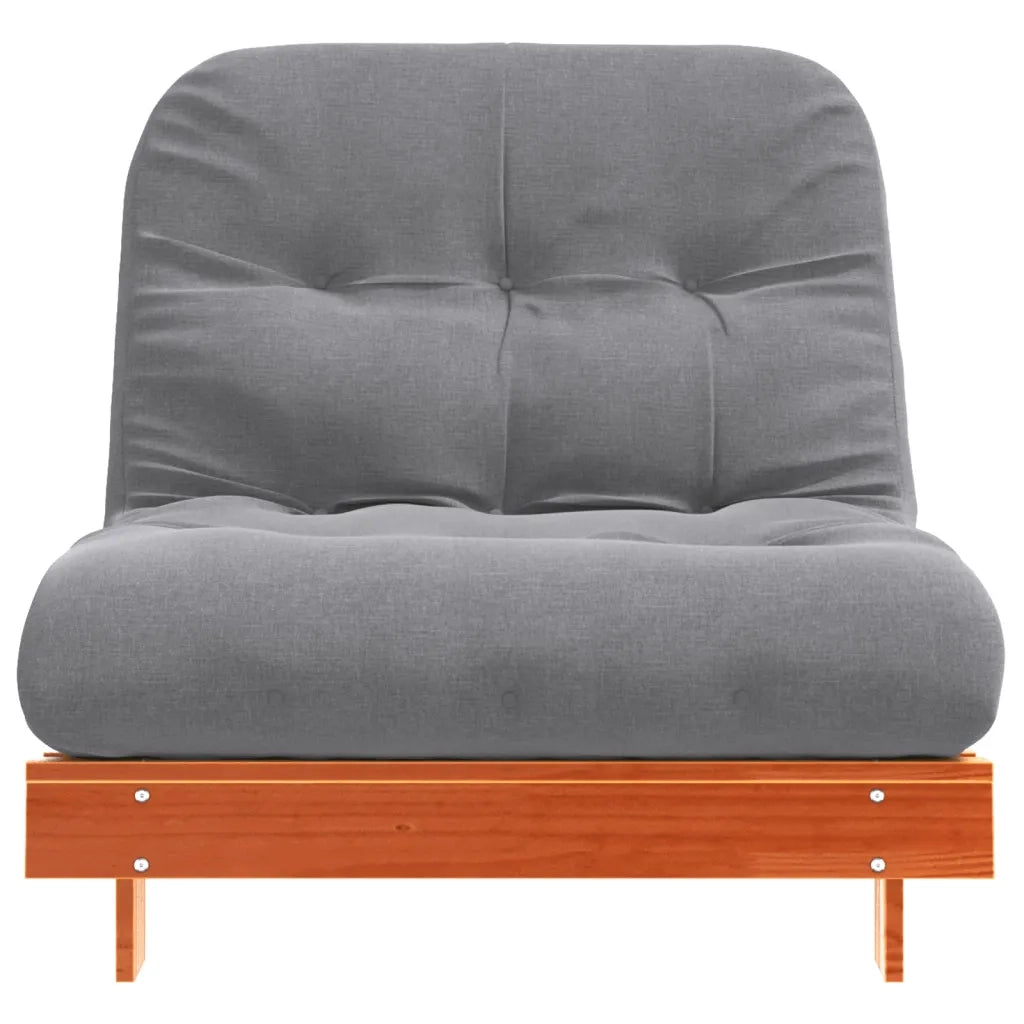 Divano Letto Futon con Materasso Marrone Cera 90x206x11cm Pino