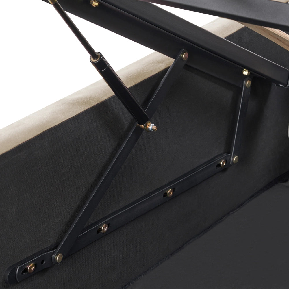 Letto contenitore Rivestimento in velluto beige 160 x 200 cm con testiera trapuntata a diamante con base a doghe