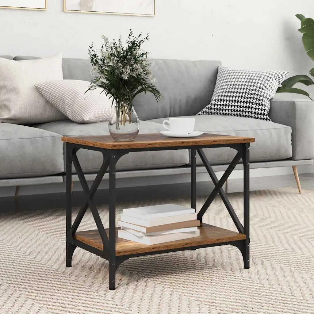 vidaXL Tavolo laterale Legno antico 55 x 38 x 45 cm Legno multistrato