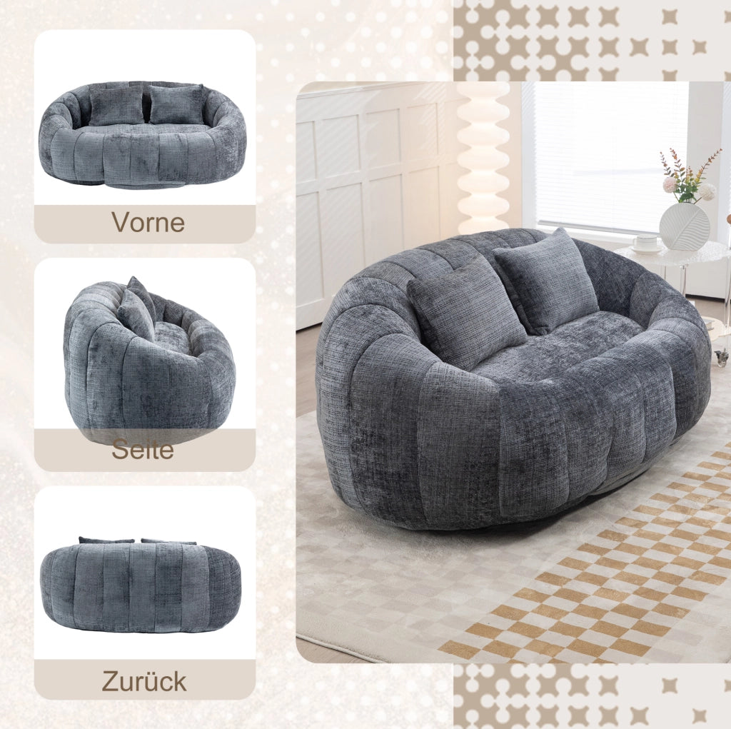 Divano lounge in ciniglia grigio 150x95 cm