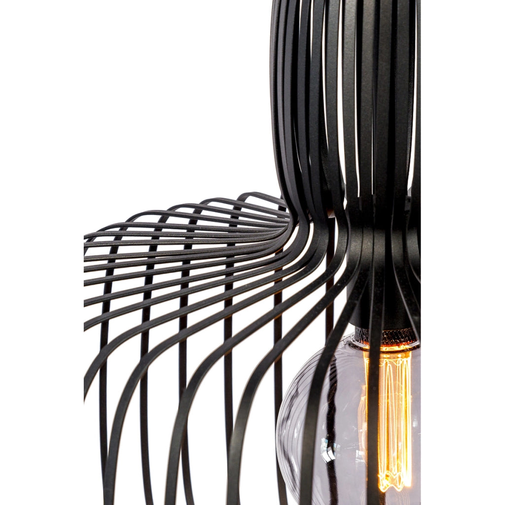 Lampada a sospensione H340 nera a gabbia in metallo, 55 cm