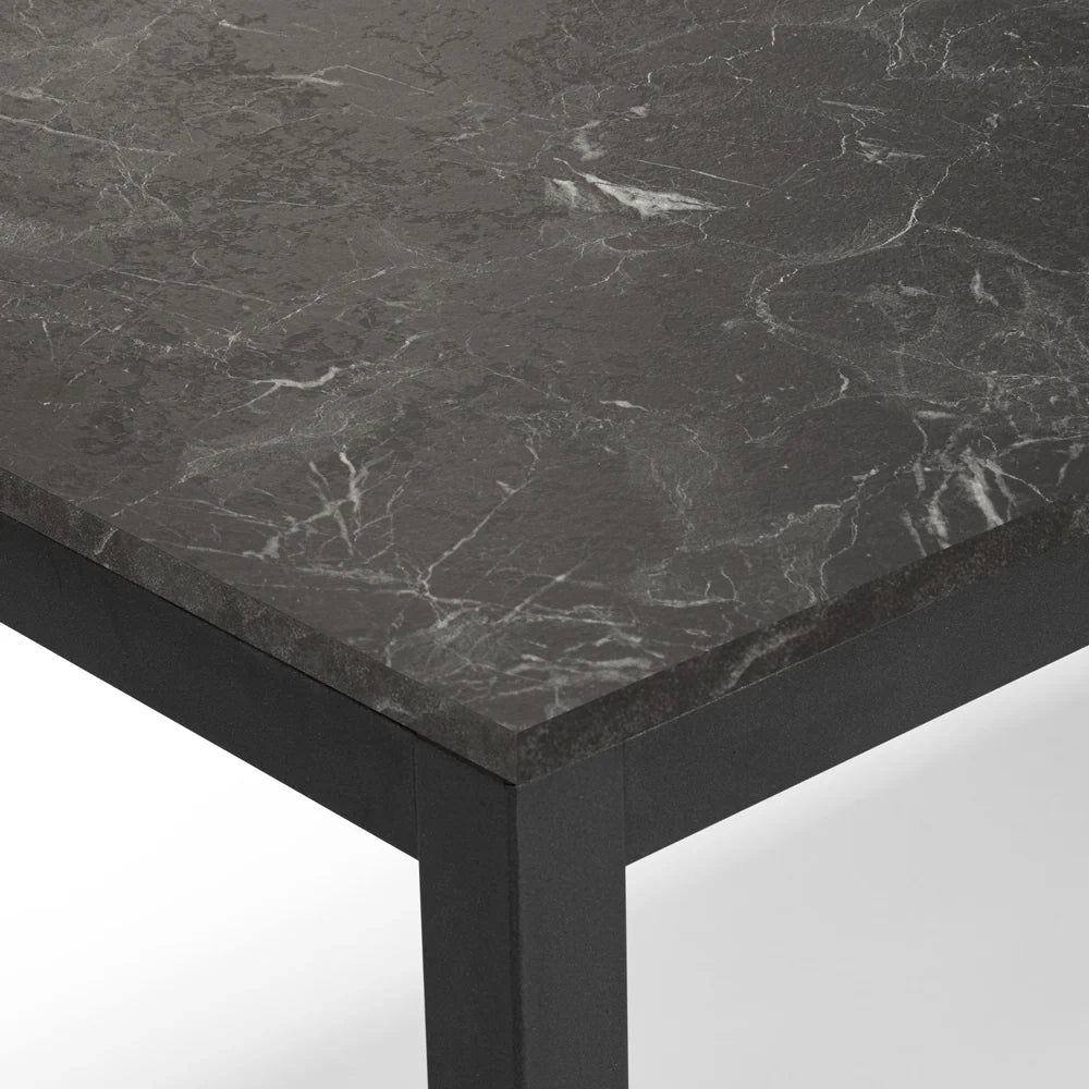 Tavolo da pranzo allungabile Pietra Nera 160x85 modello GIOTTO MADE IN ITALY con 2 allunghe laterali da 40 cm per sala da pranzo, cucina e soggiorno, design moderno