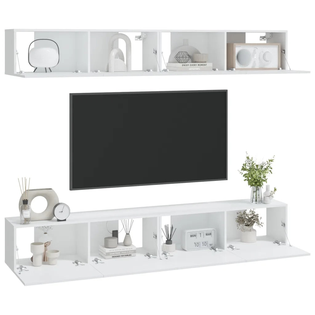 Mobili Porta TV a Parete 4 pz Bianchi 100x30x30 cm cod mxl 63233