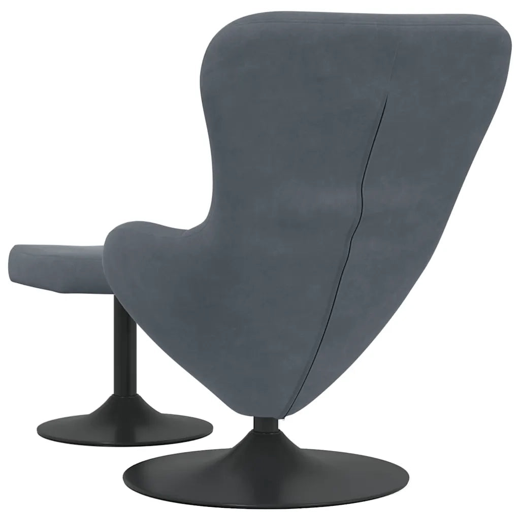 Sedia Egg con Pouf Grigio scuro Velluto 42002745