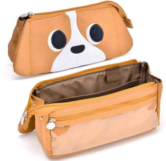 Etui per Accessori con Grande Capacità, Pelle in Cuoio, Etui per Accessori per Ufficio, Università e Scuola
