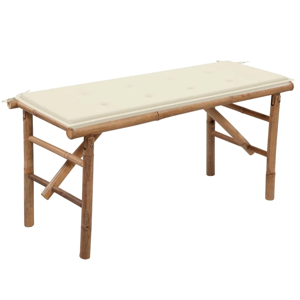 Panca da Giardino Pieghevole con Cuscino 118 cm in BambÃ¹ cod mxl 75649