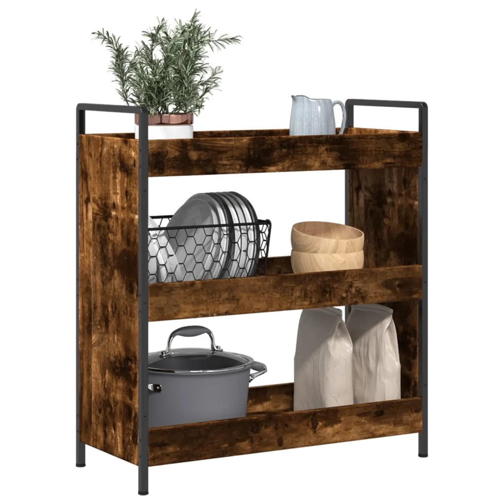 Carrello da Cucina Rovere Fumo 70x30x82 cm in Legno Multistrato CFW3243677