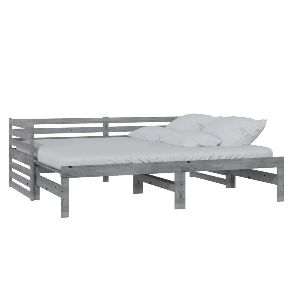 Letto da camera | Dormeuse Estraibile Grigia in Massello di Pino 2x(90x200) cm