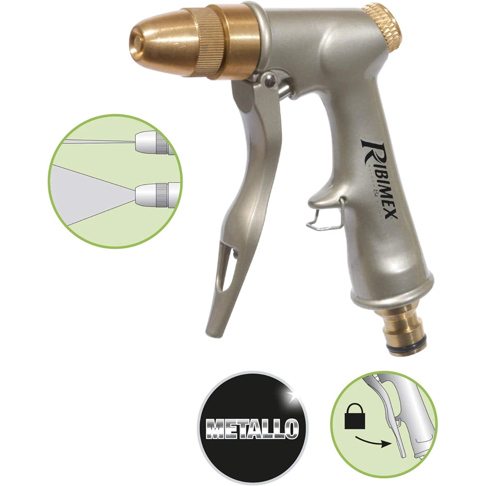 PISTOLA GETTO REGOLABILE IRRIGAZIONE GIARDINAGGIO ATTACCO RAPIDO METALLO/OTTONE