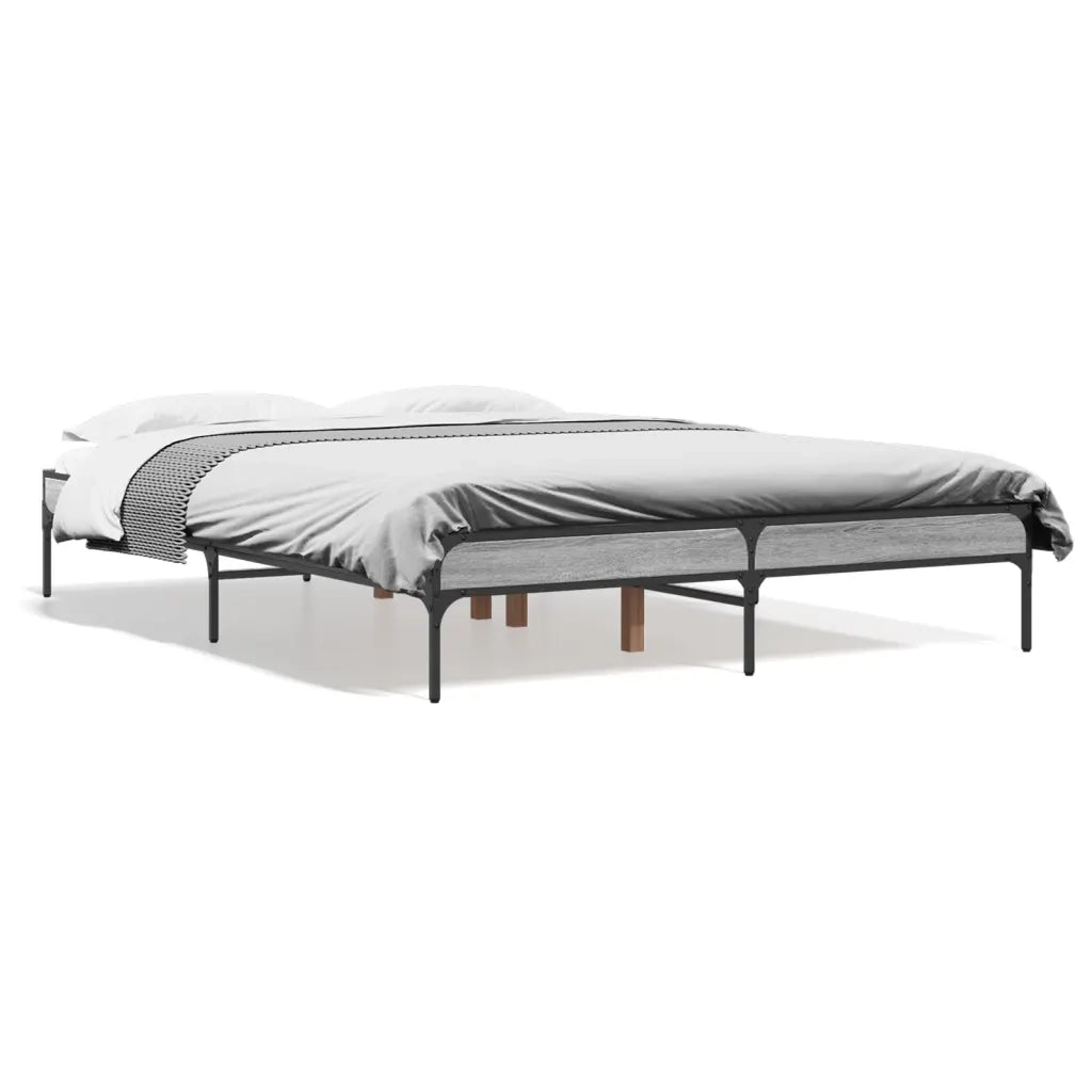 Giroletto-Struttura Letto Grigio Sonoma 135x190 cm in Legno Multistrato Metallo 753656