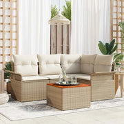 Set Divano da Giardino con cuscino 5 pcs Beige polyrattan