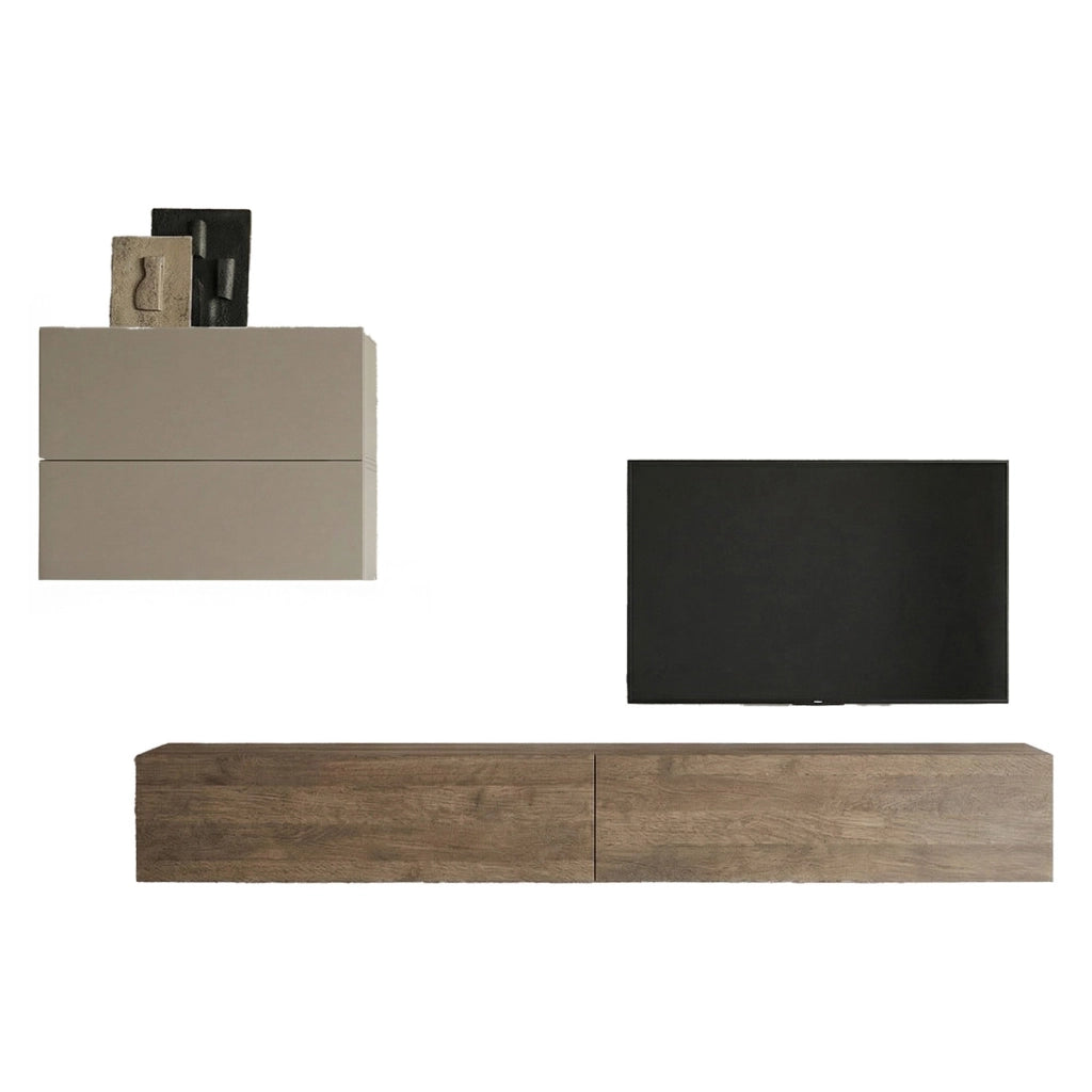 Mobile Soggiorno Suisio, Parete Attrezzata 4 Ripiani, Beige