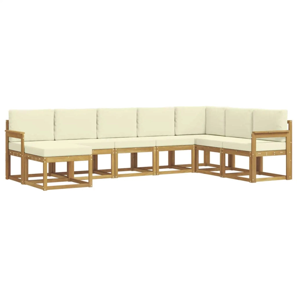 Set di divani da esterno con cuscino 8 pcs Bianco e Crema