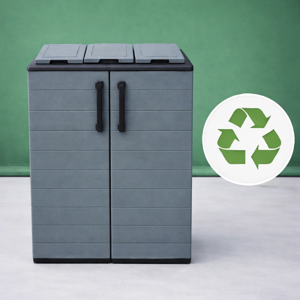 ARMADIO PATTUMIERA BASSO IN PLASTICA 3 SCOMPARTI DIMENSIONI 68 X 37 X H84 CM