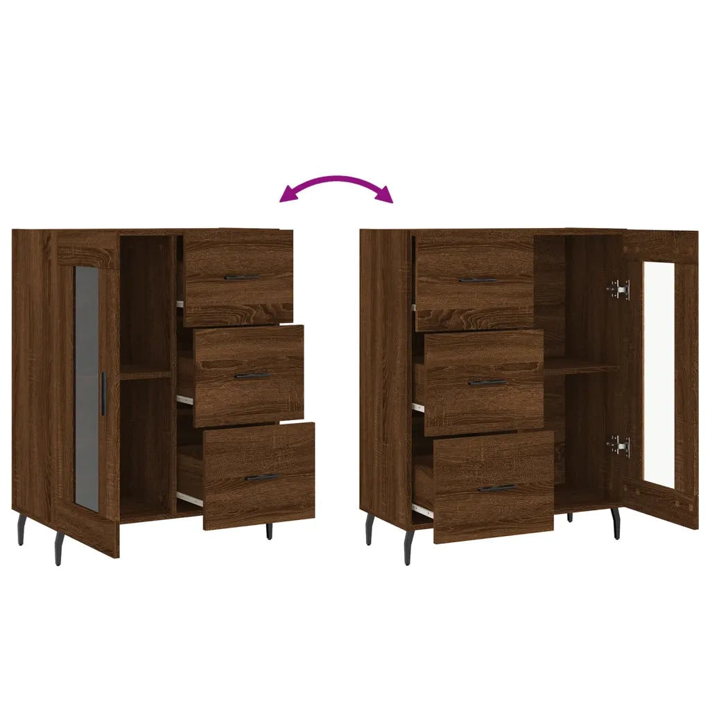 Credenza Rovere Marrone 69,5x34x90 cm in Legno Multistrato 828067
