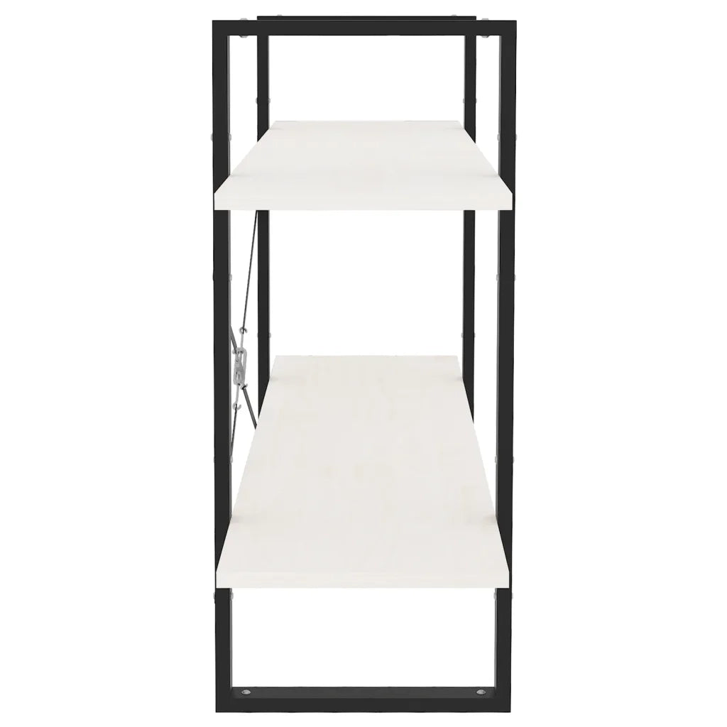 Libreria a 2 Ripiani Bianca 100x30x70 cm in Massello di Pino cod mxl 18874