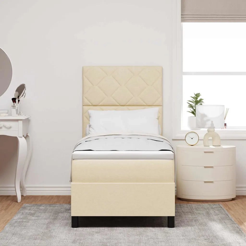 Letto a molle con materasso Crema 80 x 200 cm Tessuto 3339425