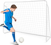 Porta da Calcio, Rete da Calcio 216 cm x 152 cm con Telaio Resistente e Picchetti per Terreno, Resistente alle Intemperie per Training di Tiro al Calcio per Bambini
