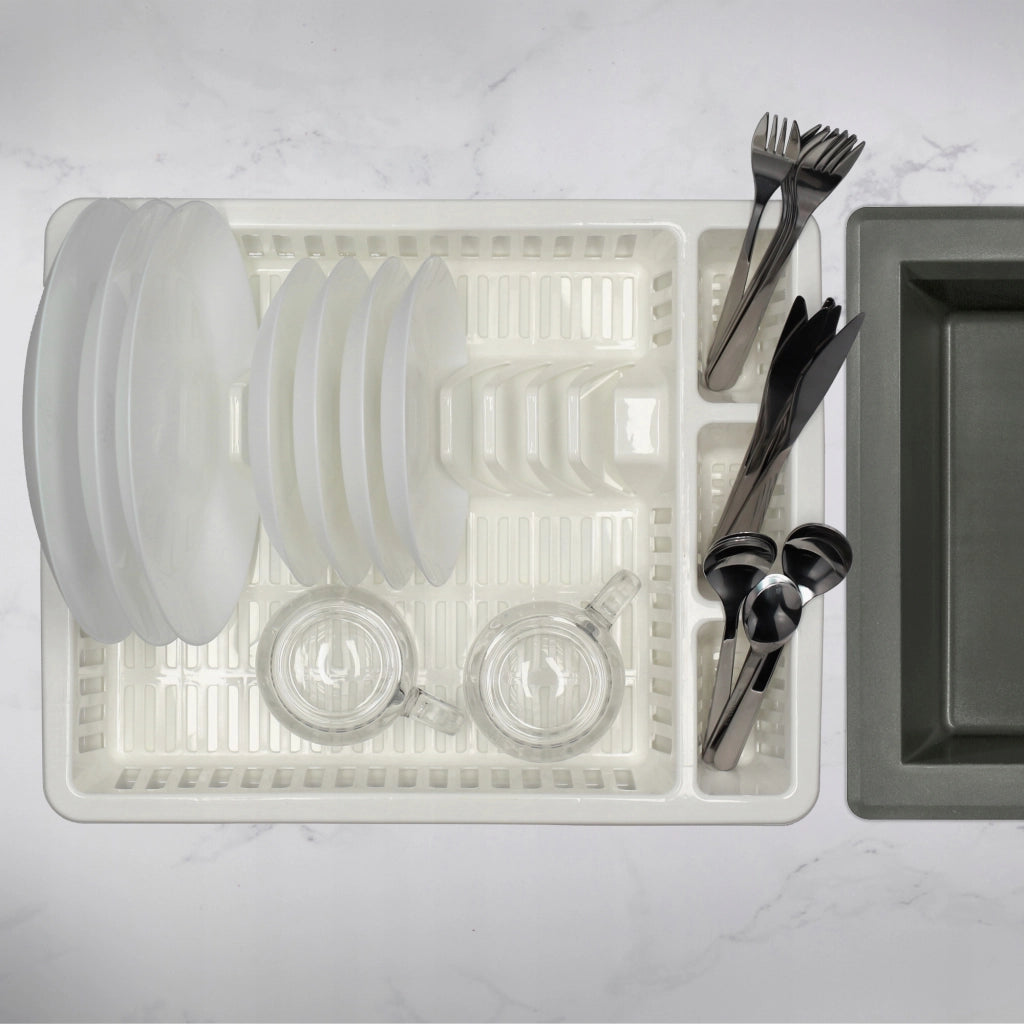 Scolapiatti KADAX per posate, grande vassoio in plastica autoportante da 46 cm