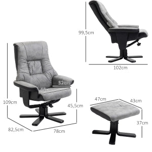 POLTRONA girevole reclinabile 78x82,5x109 cm grigio