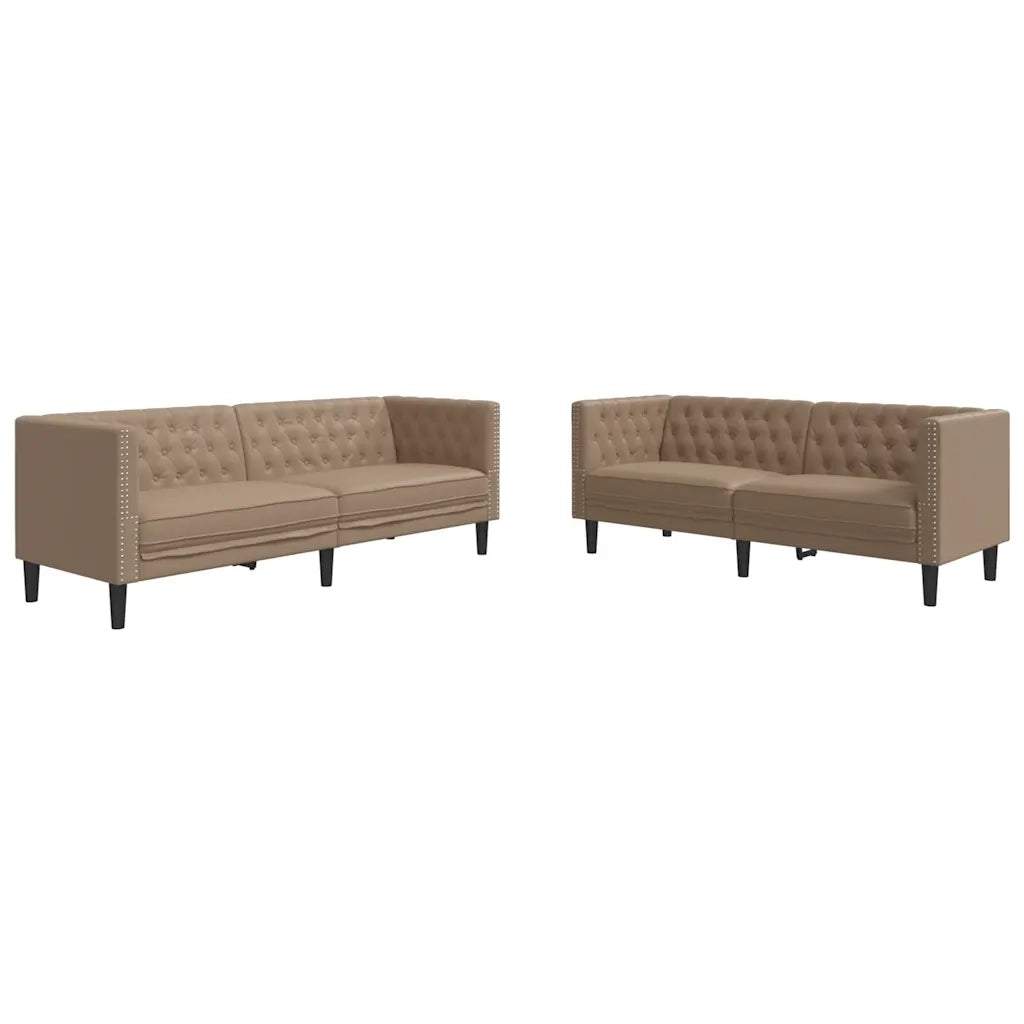 Set Divani Chesterfield 2pz Cappuccino in Similpelle 3209279
