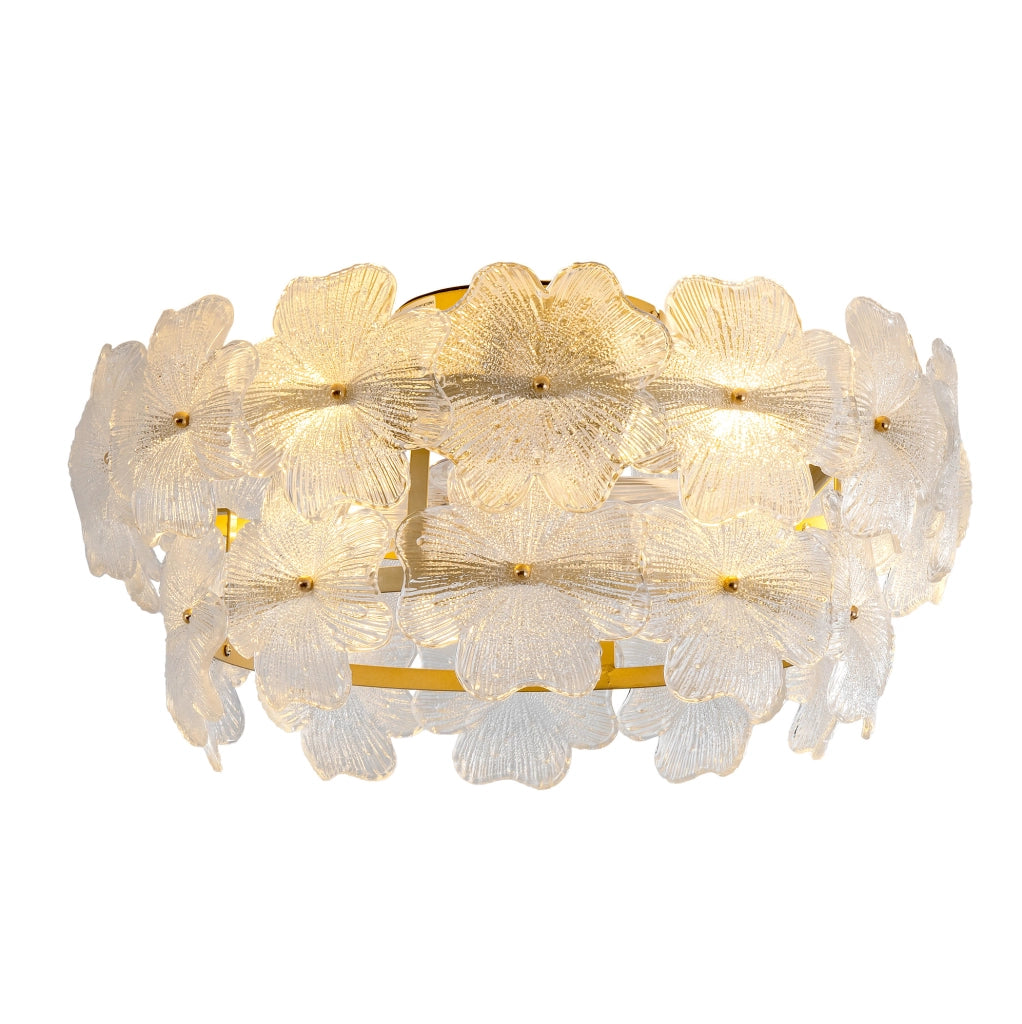 Ventilatore da soffitto a incasso con luce in vetro cristallo 55 cm; oro; in vetro e metallo