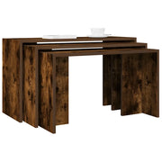 vidaXL Tavolini Impilabili 3 pz Rovere Fumo in Legno Multistrato