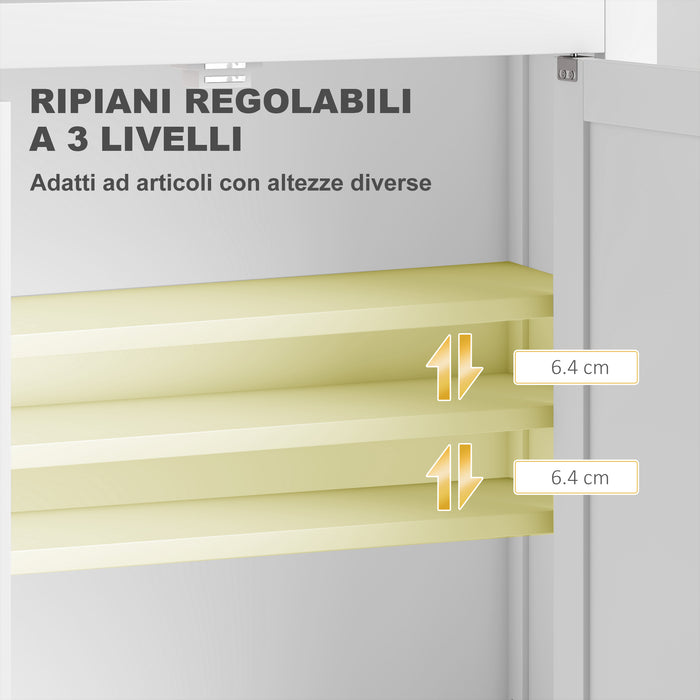 Mobile da Bagno a Parete 61x20x84 cm con 3 Ripriani in MDF Bianco