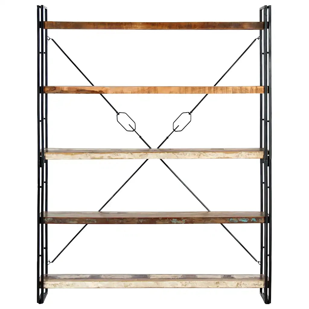 Libreria a 5 Ripiani 140x30x180 cm in Massello di Recupero 286583
