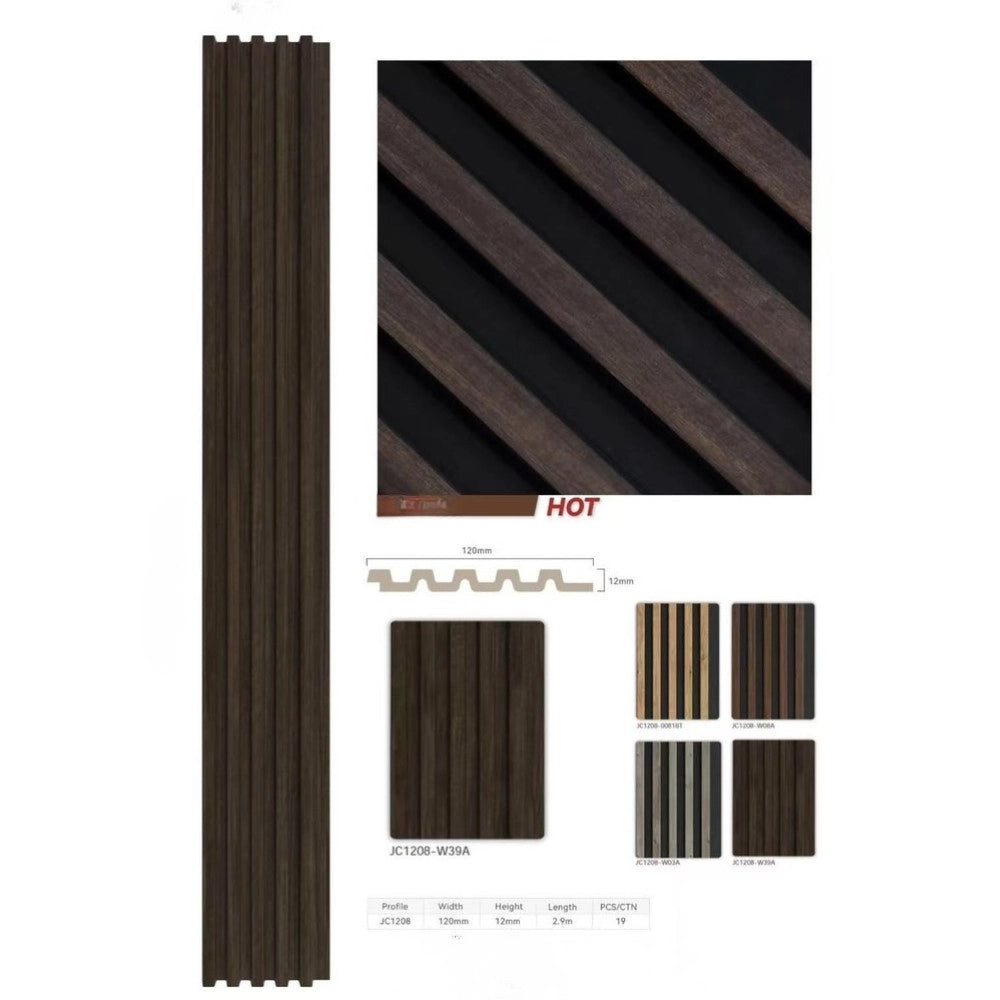 Trade Shop - Pannello Decorativo 3d Doghe Legno Scuro 120x290 Cm Rivestimento Parete -