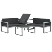 Set Divani da Giardino 3 pz con Cuscini in Alluminio Nero 44448