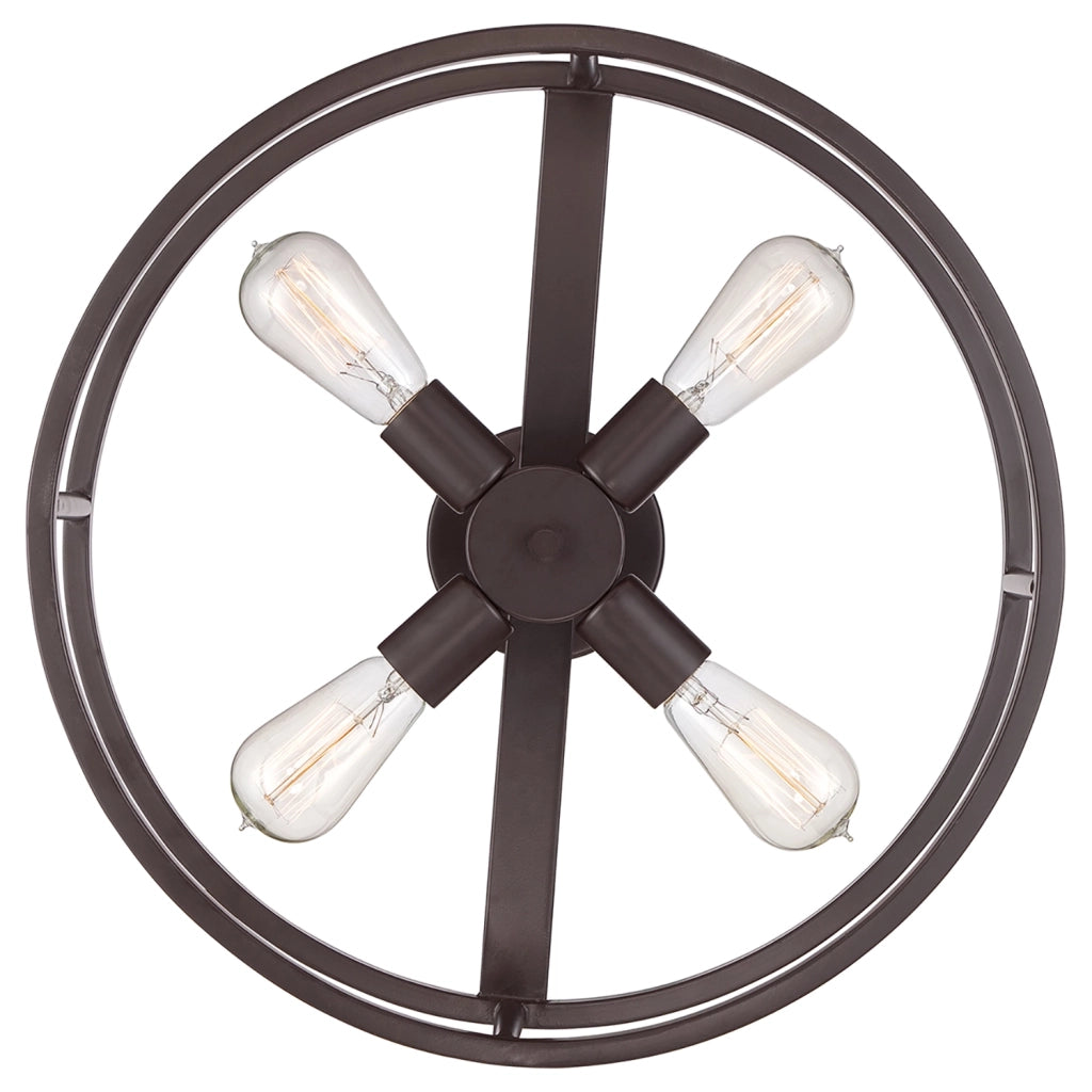 Lampada a Soffitto Industrial Nordico New Harbor Acciaio Bronzo Western 4 Luci E27