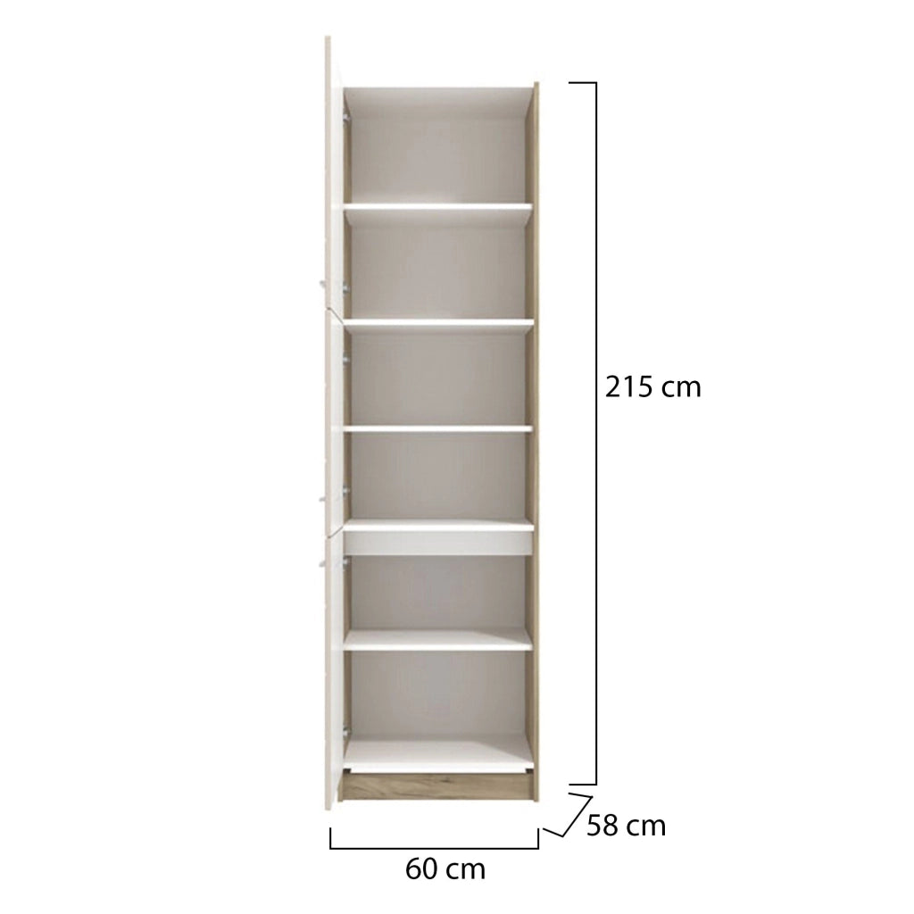 Mobile da Cucina Volvera, Dispensa da Cucina 5 Ripiani, 60x57.5x214.5h cm Beige
