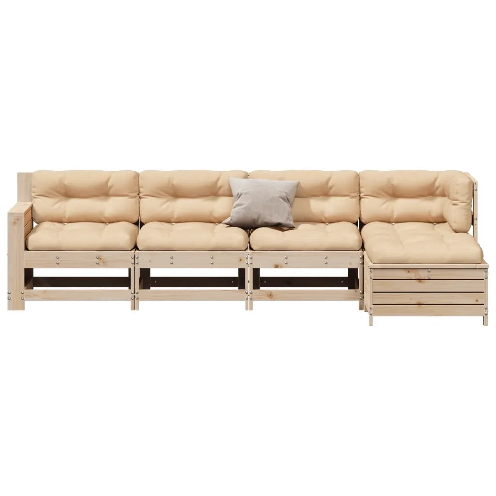 Set Divani Giardino 6 pz con Cuscini in Legno Massello di Pino