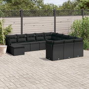 Set Divani da Giardino 12 pz con Cuscini Nero in Polyrattan 3250464