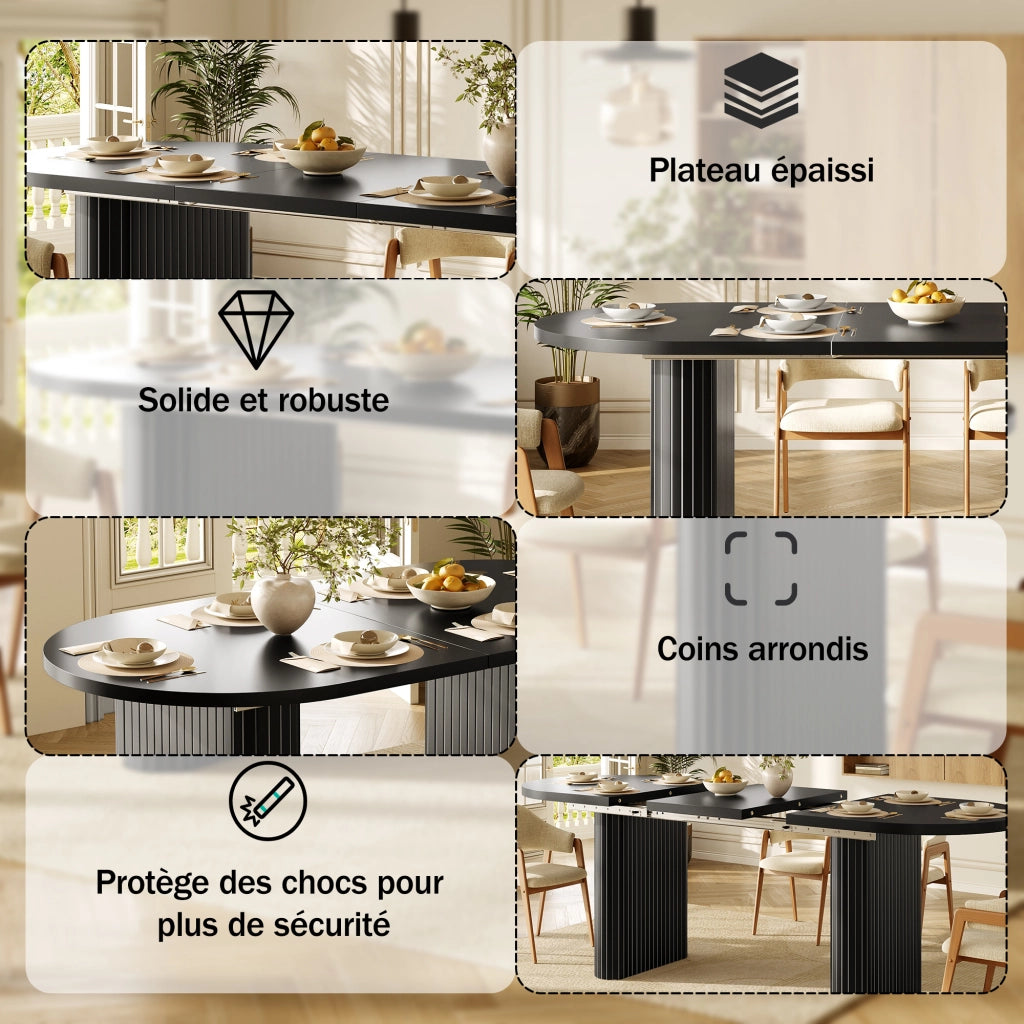 Tavolo da pranzo allungabile con piano regolabile; in MDF e metallo; nero; 120 × 80 × 75;5 cm