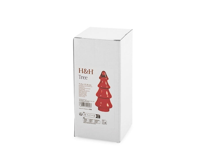 Albero natale rosso in vetro soffiato a mano