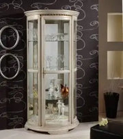 Vetrina semicerchio in legno massiccio di tiglio Shabby chic bianco anticato