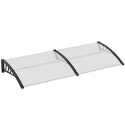 Tettoia monopitch per porta d ingresso 75x195x23 cm pannello policarbonato 5 mm protezione sole e pioggia struttura in alluminio trasparente per esterni