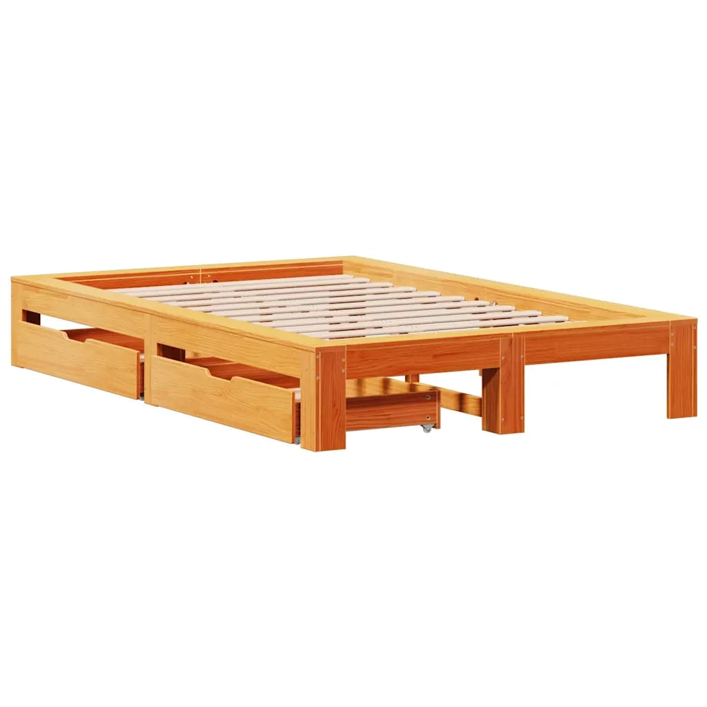 Giroletto senza Materasso Marrone Cera 135x190 cm Legno di Pino 3309016